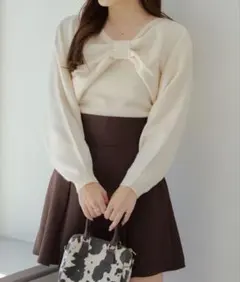 NICECLAUP ナイスクラップ 2wayリボンニット キャミソール