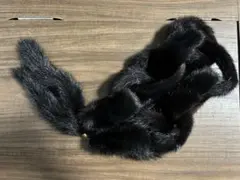 毛皮　ミンク　黒　チェーン　マフラー