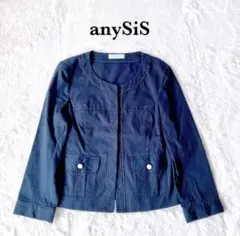 any SiS✨オフィス セレモニー★ノーカラージャケット ネイビー 紺 ラメのサムネイル