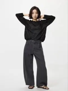 ユニクロ　バギーカーブジーンズ23 dark gray