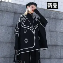 新品 だまし絵 ニット セーター ビッグニット オーバーサイズ 洗える ブラック