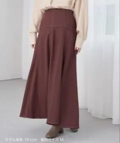 【earth music&ecology】 配色ステッチロングスカート M