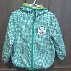 ムージョンジョン チェック柄 パーカー 110 　 緑 黄緑 グレー