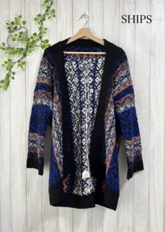 SHIPS ニット ウール　セーター カーディガン 幾何学 オーバーサイズ