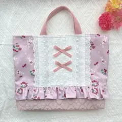 入園入学 　レッスンバッグ　絵本バッグ　図書袋女の子　ウサギ　ハートキルティング