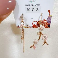 【京都•和風】桜のピアスアシンメトリー日本製祇園ギャラリー和装