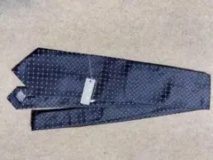 YUKITORII シルク100% ダークブルー ネクタイ