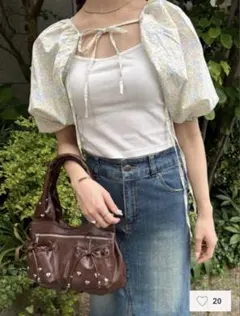 TINA:JOJUN 小花柄 レースアップボレロ 大人可愛い イエロー系 Mのサムネイル