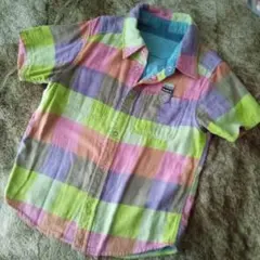 140 男の子 半袖 シャツ リバーシブル チェック