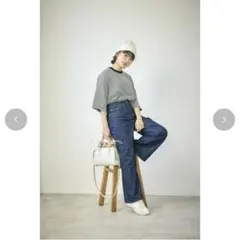 mir..×momo デニムパンツ　あいのり桃コラボ　しまむら　ワイドパンツ