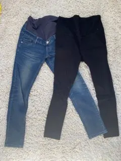 マタニティパンツ　 デニムパンツと黒パンツ　2点セット