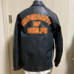 70's vintage オールレザー スタジャン　カナダ　M程度