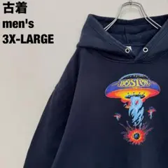 古着 BOSTON ボストン グラフィック パーカー バンド バンT 黒 3XL
