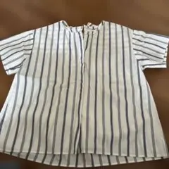 テチチ　ストライプ柄 バックリボン 半袖ブラウス