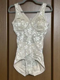 花柄レース ボディスーツ ベージュ メッシュ