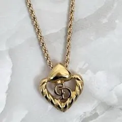 【美品】Dior ネックレス CDロゴハートモチーフ GPメッキゴールド79
