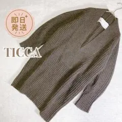 ティッカ TICCA【F】深Vネック ニット チュニック ロング ウール100%