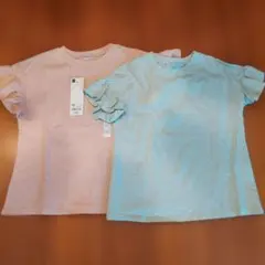 新品１枚を含む☆GU 半袖Tシャツ☆フリル袖２枚セット！