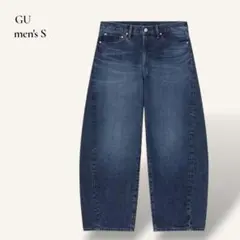 【美品】GU／バレルレッグジーンズ ワイドデーバード ブルー 28(Sサイズ)のサムネイル
