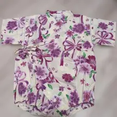 ベビー浴衣 紫色の花柄