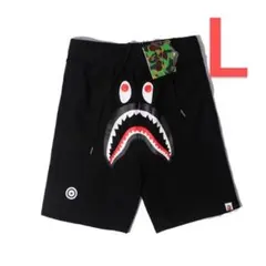 BAPE シャーク ハーフパンツ ブラック ロゴ L
