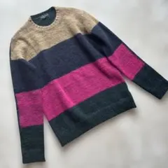 美品【モヘア アルパカ混】ロベルトコリーナ マルチボーダーニットM イタリア製