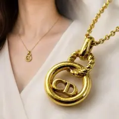 Dior ディオール CDロゴ ネックレス サークル ゴールド 575