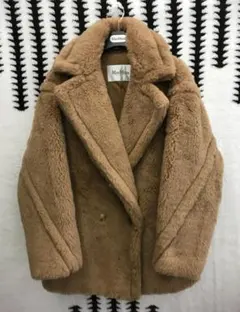 MaxMara ファーコート ダブルブレストキャメル XS