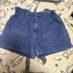 デニムハーフパンツ ゴムウエスト