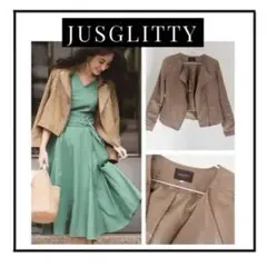 JUSGLITTY ジャスグリッティ　スエードライダースジャケット ベージュのサムネイル