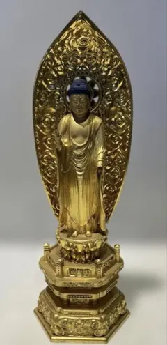 22.금도금 목조 조각 “다이니치 여래 입상” 목조 불상 시대