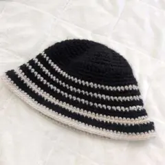 NIKO AND... バケットハット 黒白ストライプ