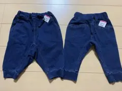 ベビーレギンス　デニム　スウェットパンツ スパッツ　長ズボン90cm 2点セット