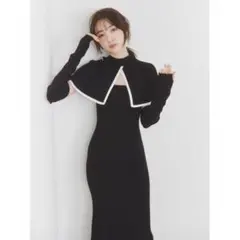 〖SNIDEL〗〈WEB限定〉スナイデル ケープニットワンピース ブラック