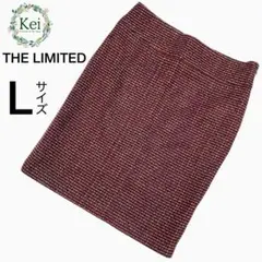 ✳️ THE LIMITED タイトスカート スリット チェック 膝丈 赤 黒 L