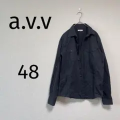 611/アーヴェヴェ シャツ【48】黒 ジャケット 綿100% かっこいい