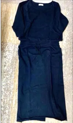 春　美品　ユナイテッドアローズ　七分袖　ジャージー素材　ワンピース　黒