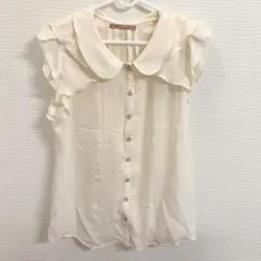 dazzlin 襟付きフリルブラウス アイボリー