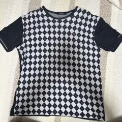 BURBERRY BLACK LABEL 表チェック裏無地 Tシャツ　赤ロゴ刺繍