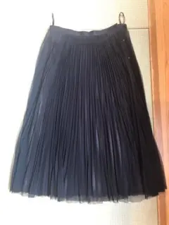 プリーツスカート 黒 ひざ丈