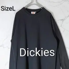 Dickiesディッキーズ長袖黒Lロゴワッペン