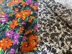 花柄とペイズリー柄の生地セット 2種