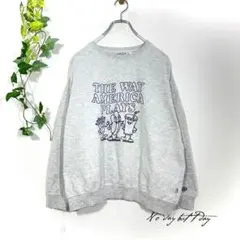 DISCUS スウェット トレーナー(L)グレー アメカジ プリント 長袖