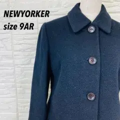 【極美品】ニューヨーカー ステンカラーコート アンゴラ混 ブラック 9AR Mのサムネイル