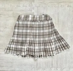 ベージュ系チェック プリーツスカート 120cm