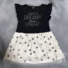 匿名配送！130cmフリル袖ドット柄ワンピース