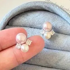 新品❣️パールピアス　ピンク　ホワイト　CZダイヤ　女子会【匿名配送】