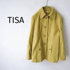 【TISA＊日本製】コート アウター 9号 ミドル丈 イエロー 黄色 カジュアル