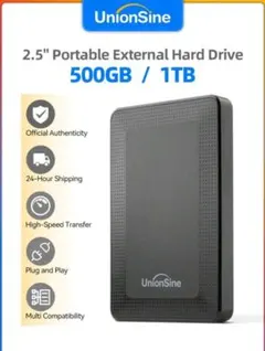 UnionSine 外付けHDD 500GB ポータブルハードディスク