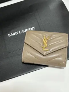 SAINT LAURENT 二つ折り財布 ダークベージュ